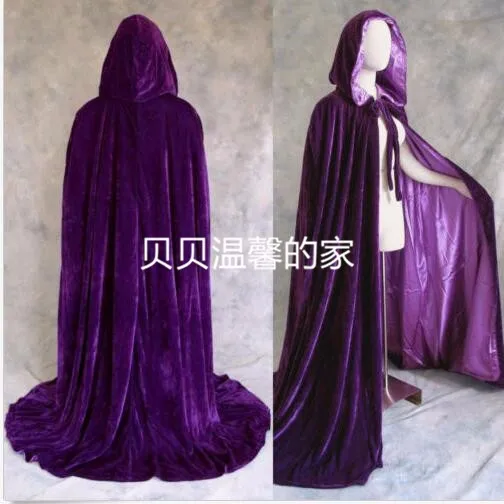 Flannel Gothic Hooded Velvet Cloak Gothic Wicca Robe Medieval Witchcraft Larp