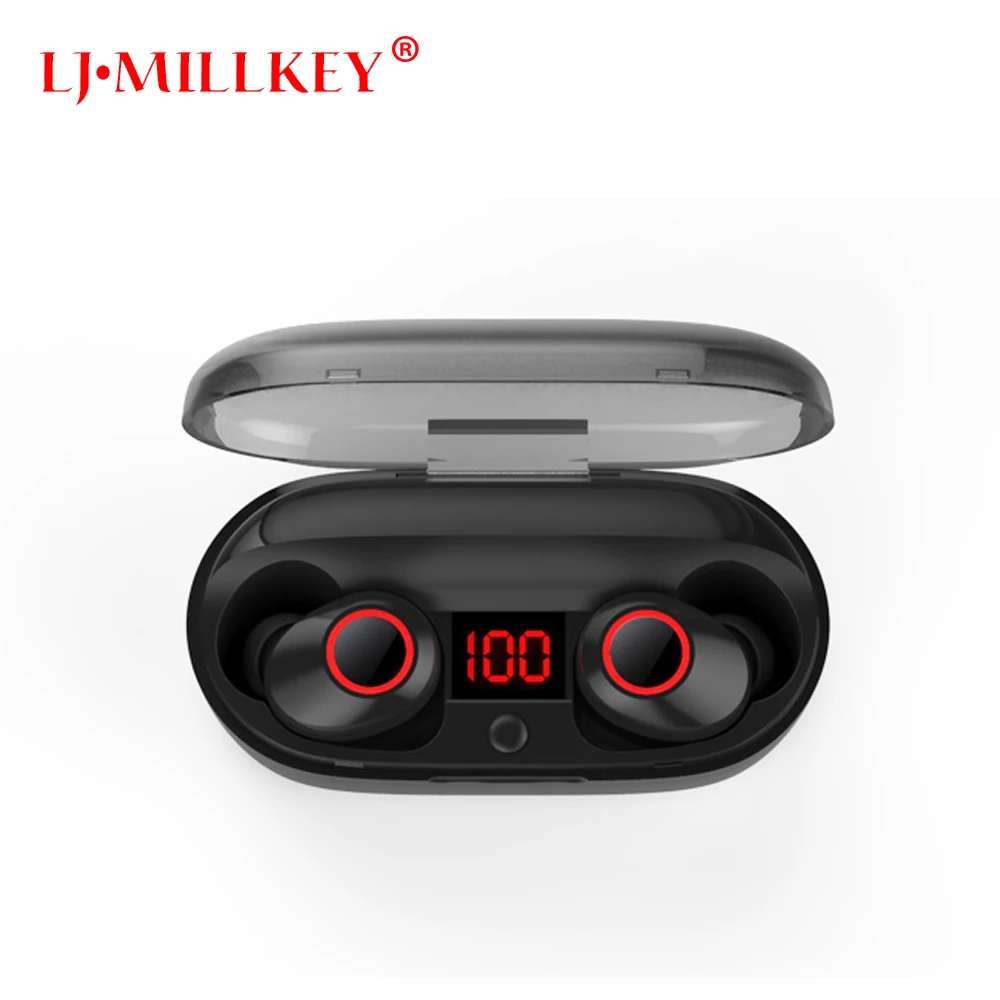 

5.0 Bluetooth Volume Control Hifi Earphone with Mic IPX7 waterpr TWS Wireless Earbud Stereo Mic for Phone with Charger Box YZ211