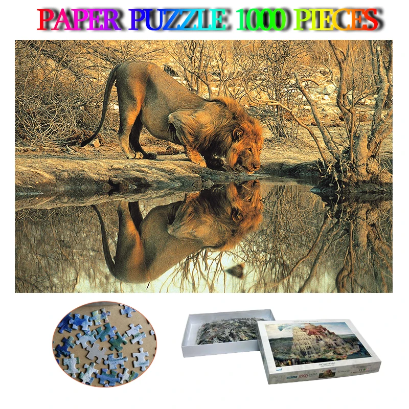 

Male Lion Jigsaw Puzzle 1000 Pieces Paper Animal Adults 1000 Pieces Puzzle Toys for Adult Kids Decompression Puzzle Nice Gifts