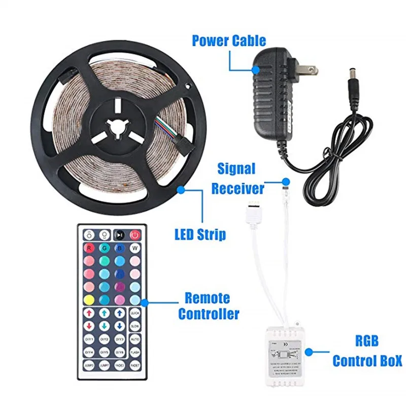 5 M tira de luz LED no resistente al agua cinta de diodo 2835 RGB tira de LED cinta DC 12 V Adaptador + IR led rgb remoto juego 5 M tira de luz LED no resistente al agua cinta de diodo 2835 RGB tira de LED cinta DC 12 V Adaptador + IR led rgb remoto juego
