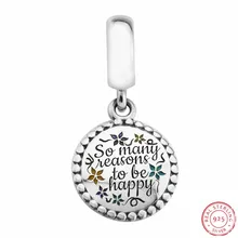 «Так много причин быть счастливым» Подвеска Шарм бусины для женщин Изготовление ювелирных изделий из драгоценных камней DIY Fit PANDORA Подвески Серебро 925 FL663