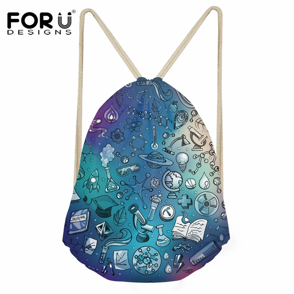 

FORUDESIGNS Rainbow Science Printed Waterproof Small Drawstring Bag Travel String Backpack for Girls Boys Shoulder Beach Bag