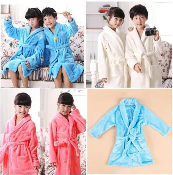 

MIANLAIXIANG Fashion Boys&Girls Robe Children's Coral Velvet Bathrobes Dressing Gown Kids