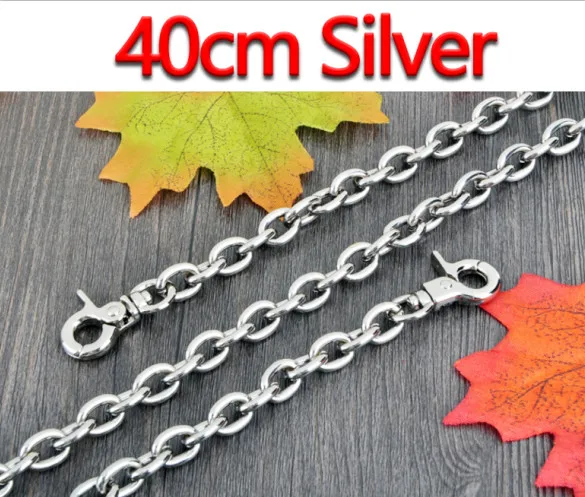 DIY 9mm Gold, Silver, Gun Black O Shape Chains Replacement Shoulder Bag Straps for Small Handbags Belts Handles - Цвет: 40cm Silver