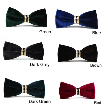 

2019 High Quality Men's Noble Diamond Solid Color Double Layer Butterfly Bowties Romantic Wedding Groom Bow Tie for Men