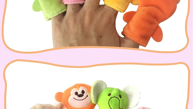 10pcs Animals Finger Puppets Pig Rabbit Bear Monkey Dolls Zoo Pattern Plush Stuffed Toys Interesting Educational Children Gifts _04