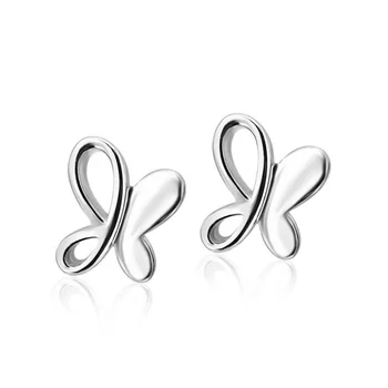 

Wholesale Earrings Plain Silver Jewelry Stud Female Sterling Silver Jewelry Butterfly Earrings Stud 925 Women White Gold Plated