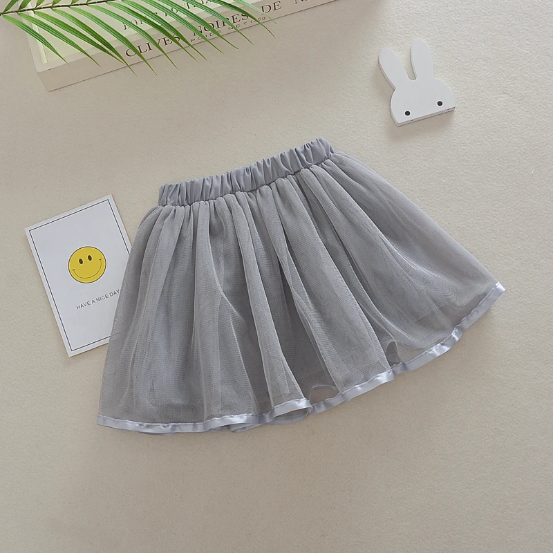Летняя юбка-пачка для девочек модная Мягкая сетчатая балетная юбка однотонная