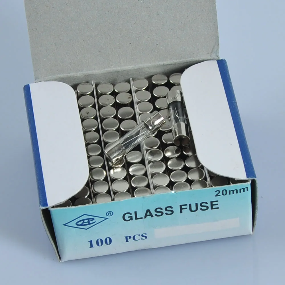 100PC Fuse 2A 5x20mm 5mmx20mm Slow Blow Glass Tube Audio Guitar Ampin