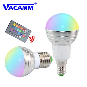 

E14 E27 Led Lamp Spotlight 3W 85-265V 110V 220V Colorful RGB Bulb Chandelier Lustre Lanterna Led Light +24Keys Remote Controller