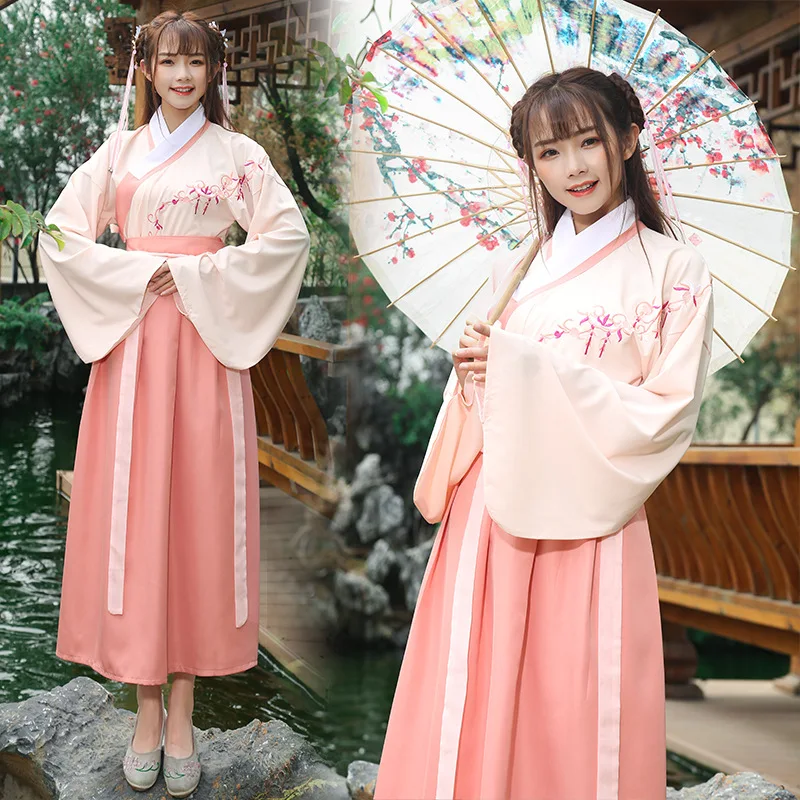 Hanfu/летнее платье в китайском стиле; Повседневный элемент Han для взрослых; Женская свежая и элегантная сказочная сценическая одежда