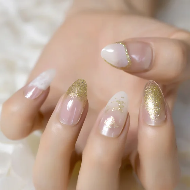 Glitter French Nail Design Kit Clear White Point Medium Full Wrap Glitter French Nail Design Kit Clear White Point Medium Full Wrap