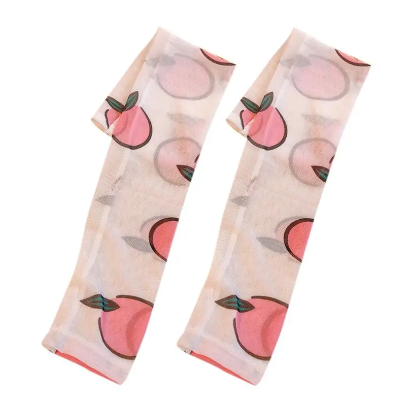 Korean Sweet Women Girls Summer Arm Sleeves Cover Harajuku Protector Candy Colored Fruits UV Protection Driving Sunscreen Gloves - Цвет: R