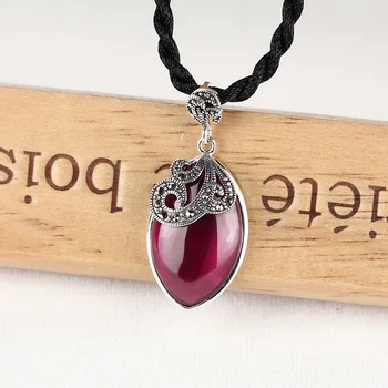 

Red Cubic Zircon Stone Flower Pendant 925 Silver 100% Pure S925 Solid Thai Silver Pendants for Women Jewelry Making