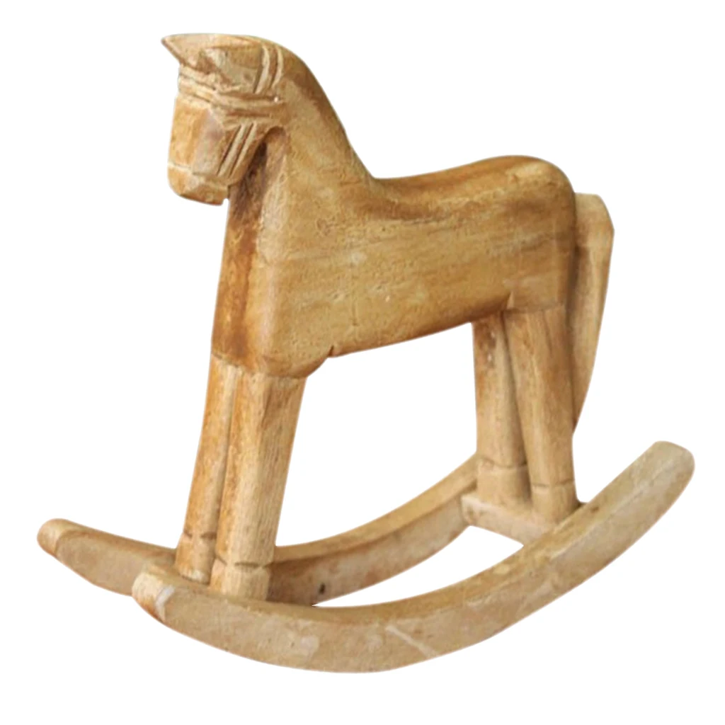 Magideal Nordic Wooden Crafts Rocking Horse Desk Decor Balance Art Figurines  as Creative Gifts or Home Decoration
