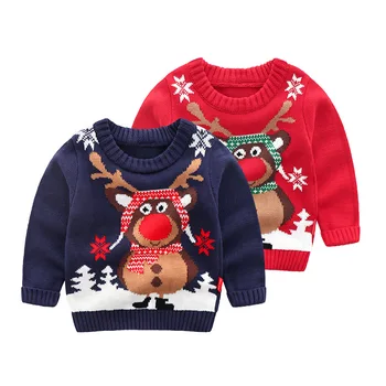 

Christmas Knitted Baby Clothes Boys Sweaters Cartoon Elk Kids Cardigan Sweater Baby Boy Pullover Knitted Sweater
