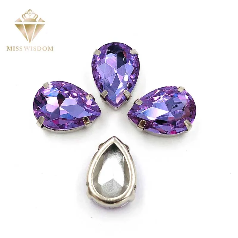 

10X14mm/13X18mm glass crystal Crystal Violet DR Copper claws hollow thick bottom high quality Sew on rhinestones DIY accessories