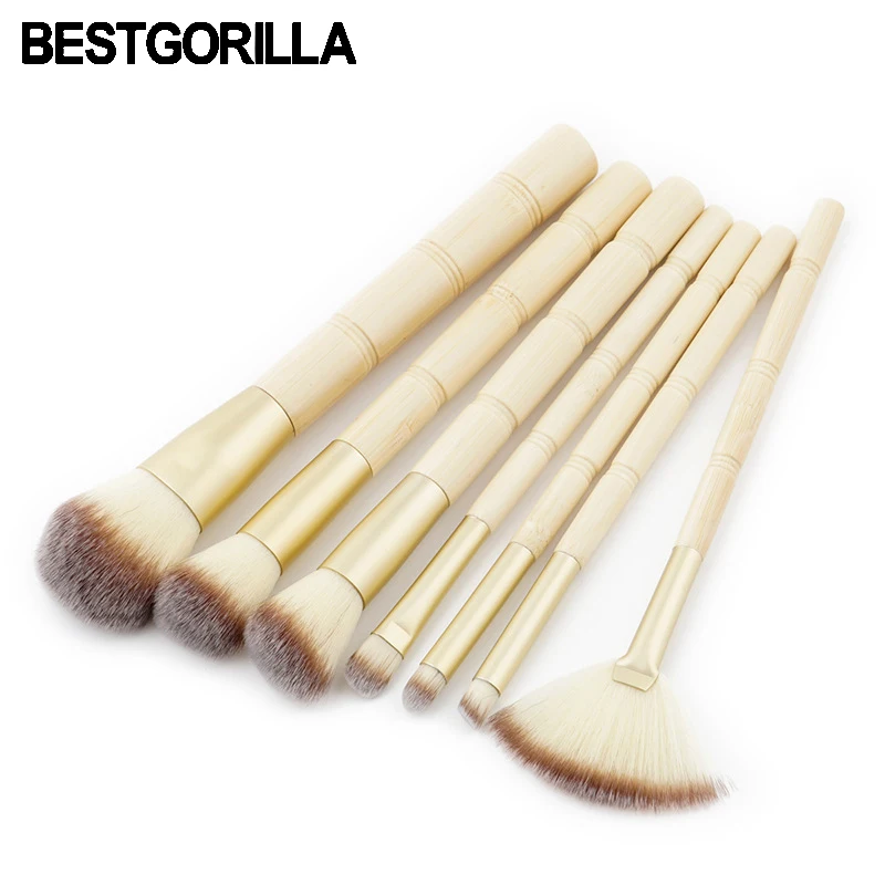 BESTGORILLA Professional 7pcs/set Bamboo makeup brush Sets make blush