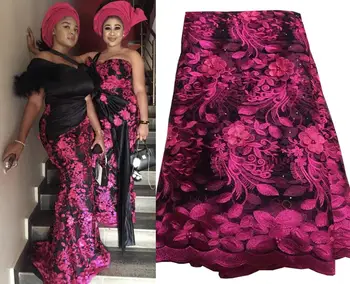 

Orange color African Lace Fabric,High Quality African Cord Lace 2019 nigerian 3d flower lace Guipure Embroidery party dress Z71
