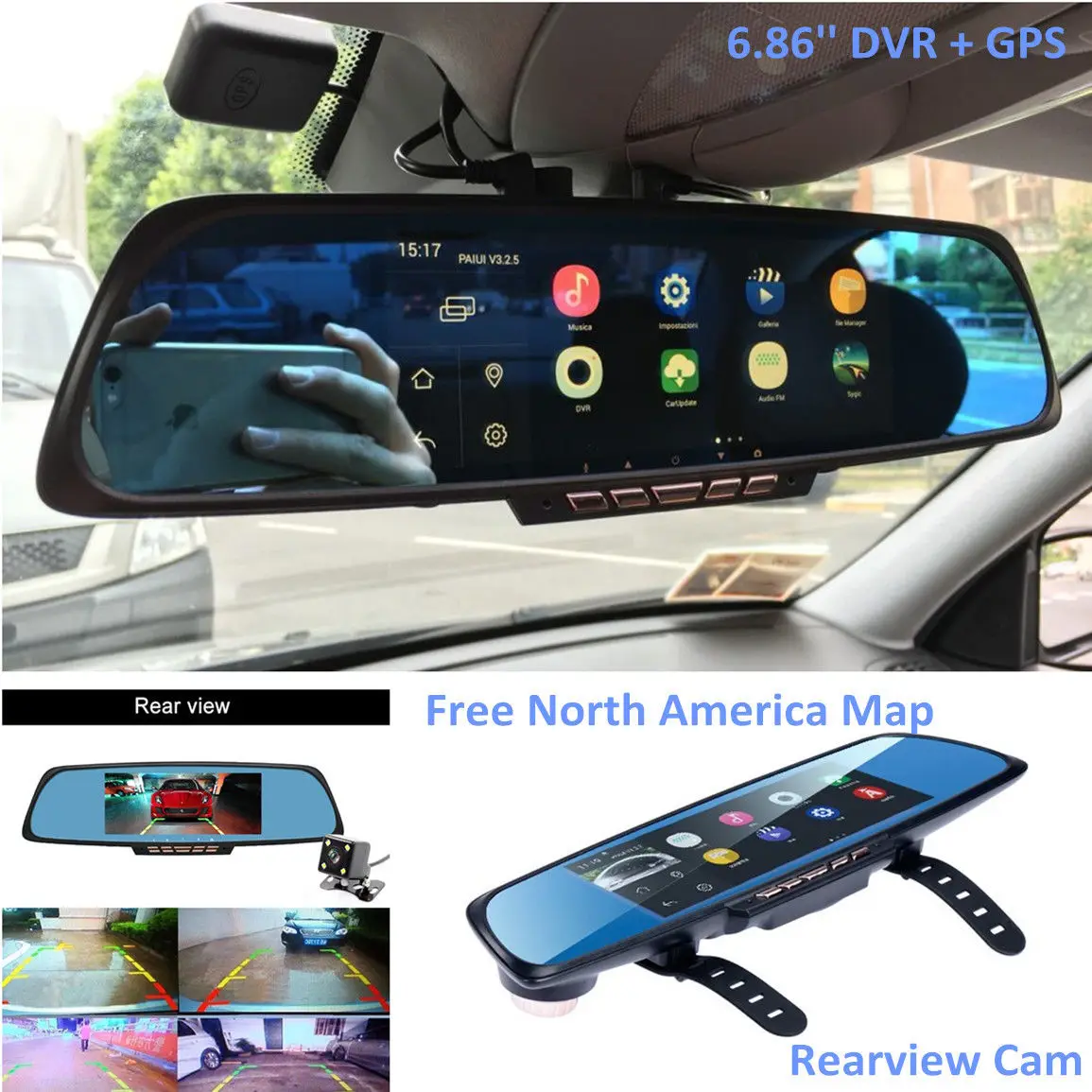 6 86 &quotHD 1080P Автомобильный видеорегистратор двойной объектив + gps навигатор камера