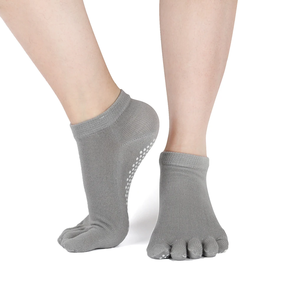 Йога носки для женщин Нескользящие носки с захватами чистые носки для Барре пилатеса пять носок с пальцами защитная накладка для танцев