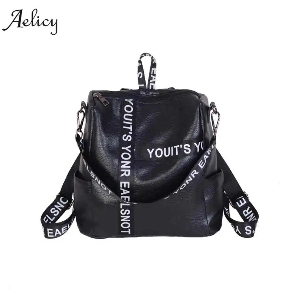 Aelicy, роскошные модные однотонные женские рюкзаки, бренд, повседневный рюкзак для подростков, девочек, консервативный стиль, с буквенным ремешком, школьная сумка