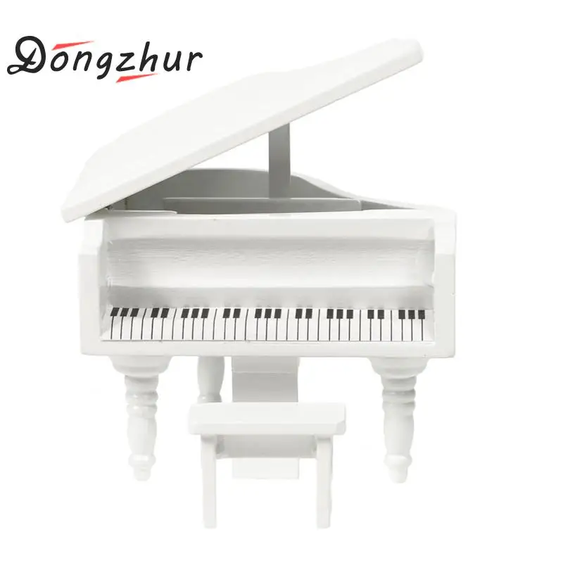 

Dongzhur Exquisite Wooden Piano With Bench Miniature Doll House White 1:12 Dollhouse Accessories Dropship