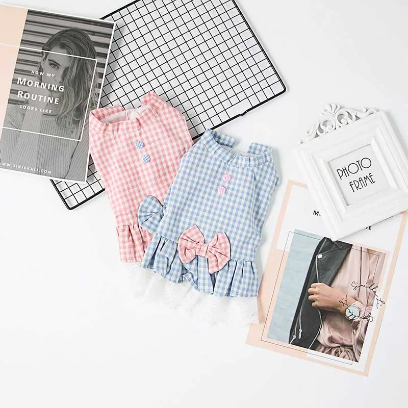 

Cute Lattice Dog Dress Tutu Skirt Summer Dog Female Girl Puppy Hoodie Shirt Clothes Costume For Yorkie Chihuahua