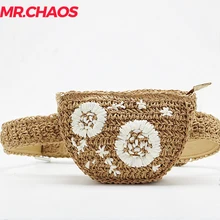Мода ручной вышивки соломенная сумка талии в богемном стиле пляжная сумка Для женщин талии Фанни пакеты поясная сумка Элитный бренд кармашек сумки