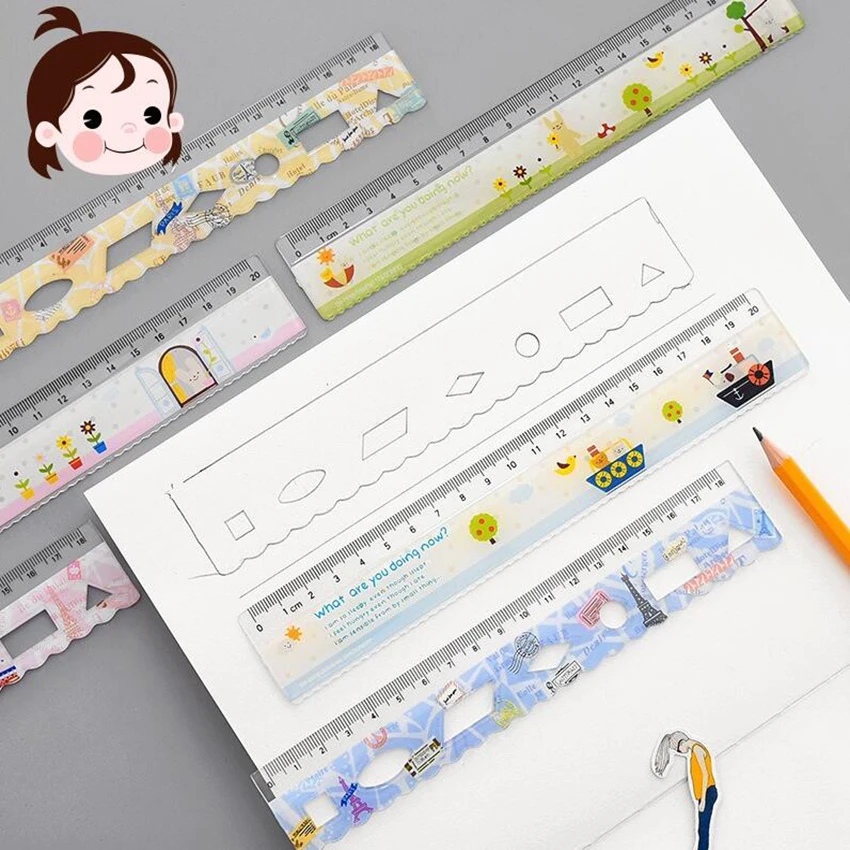 

1PC 18/20cm Kawaii Cute Stationery colorful Wood Ruler Sewing Ruler Office School Accessories measuring tool