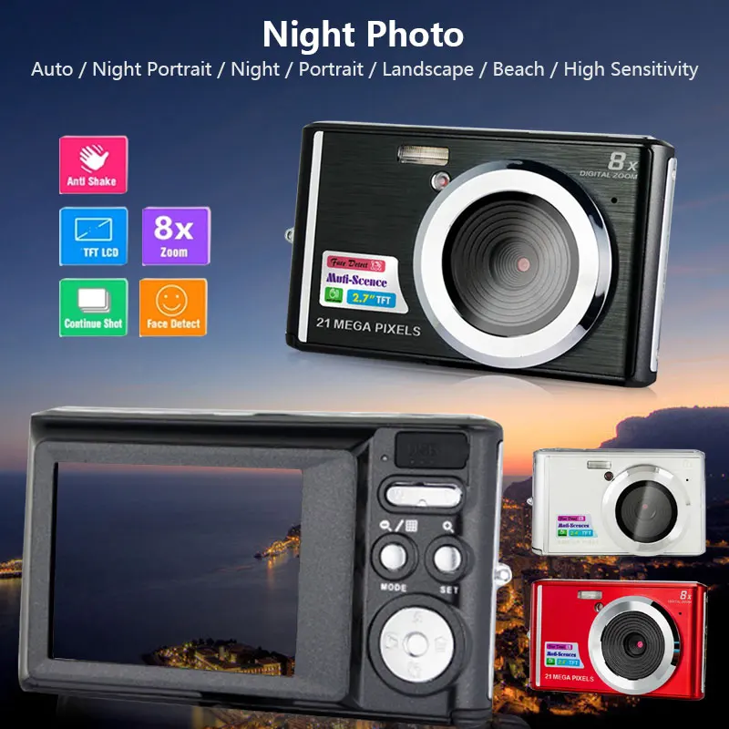 

8x Zoom HD Digital Camera Card Camera DVR Handheld Camera 2.4''LCD Plastic