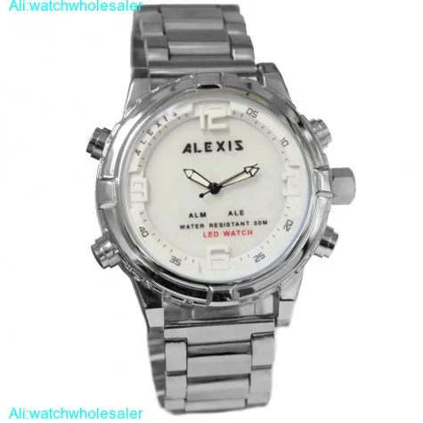 Бренд Alexis, элегантные умные Серебристые часы Anadigit для мужчин, светодиодные часы, montre homme horloges mannen quart часы