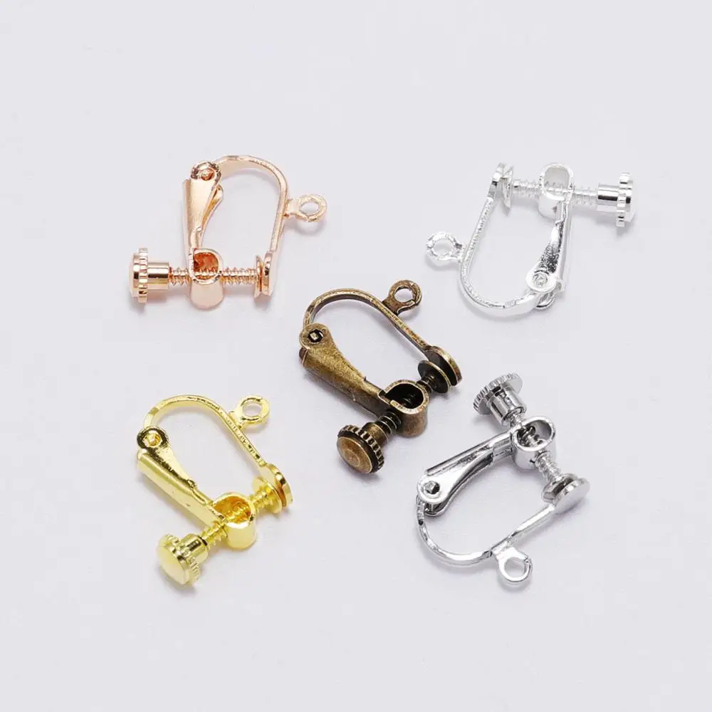 

10pcs 15*13mm Screw Ear Clip Earring Settings Earring Base Blank Bezel For Jewelry Making Findings DIY Handmade Earrings Finding