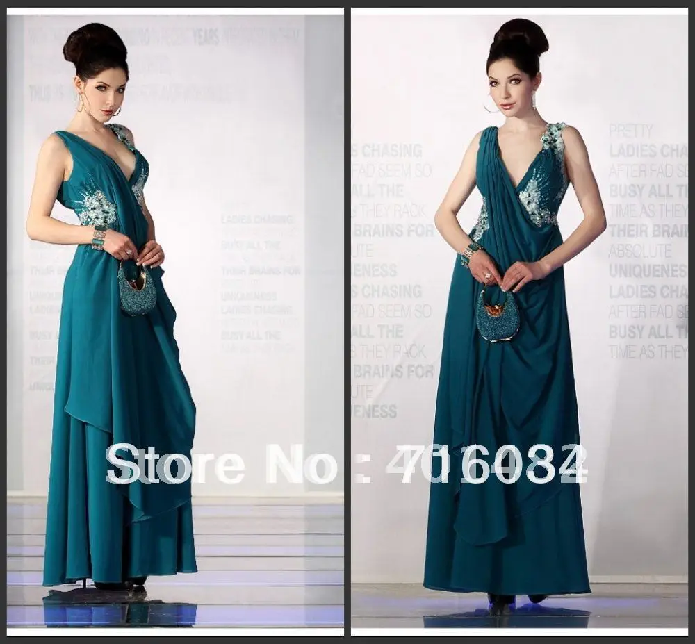 Free Shipping Beautiful V-neckline Sleeveless With Appliqued Floor Length Satin Evening Dress | Свадьбы и торжества