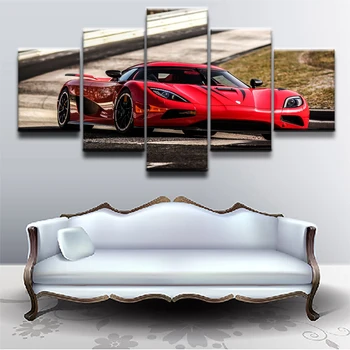 

Canvas Poster Wall Art Home Decor Framework 5 Pieces Koenigsegg Paintings For Living Room HD Prints Red Car