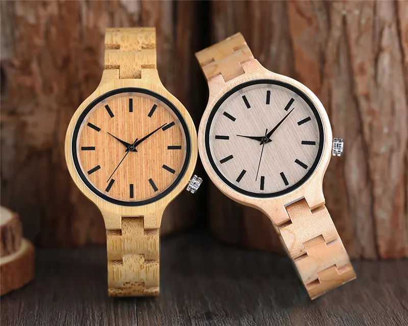 Women's Watches Full Wooden Analog Ladies Elegant Bangle Bamboo Novel Bracelet Wrist Watch Handmade Gifts relogio feminino