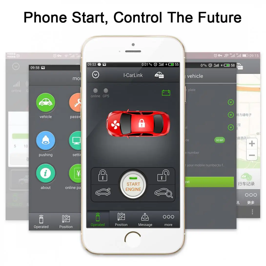 PKE смартфон запуск автомобиля смарт-сигнализация дистанционный запуск остановки двигателя система запуска без ключа Центральный замок для авто вибрационная сигнализация