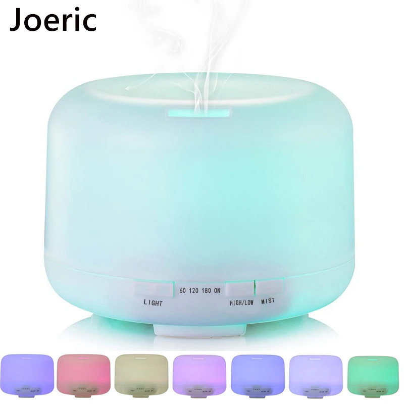 

JOERIC 500ML Ultrasonic Humidifier Air Purifier Aroma Diffuser Aromatherapy Essential Oil Diffuser with Colorful LED Night Lamp