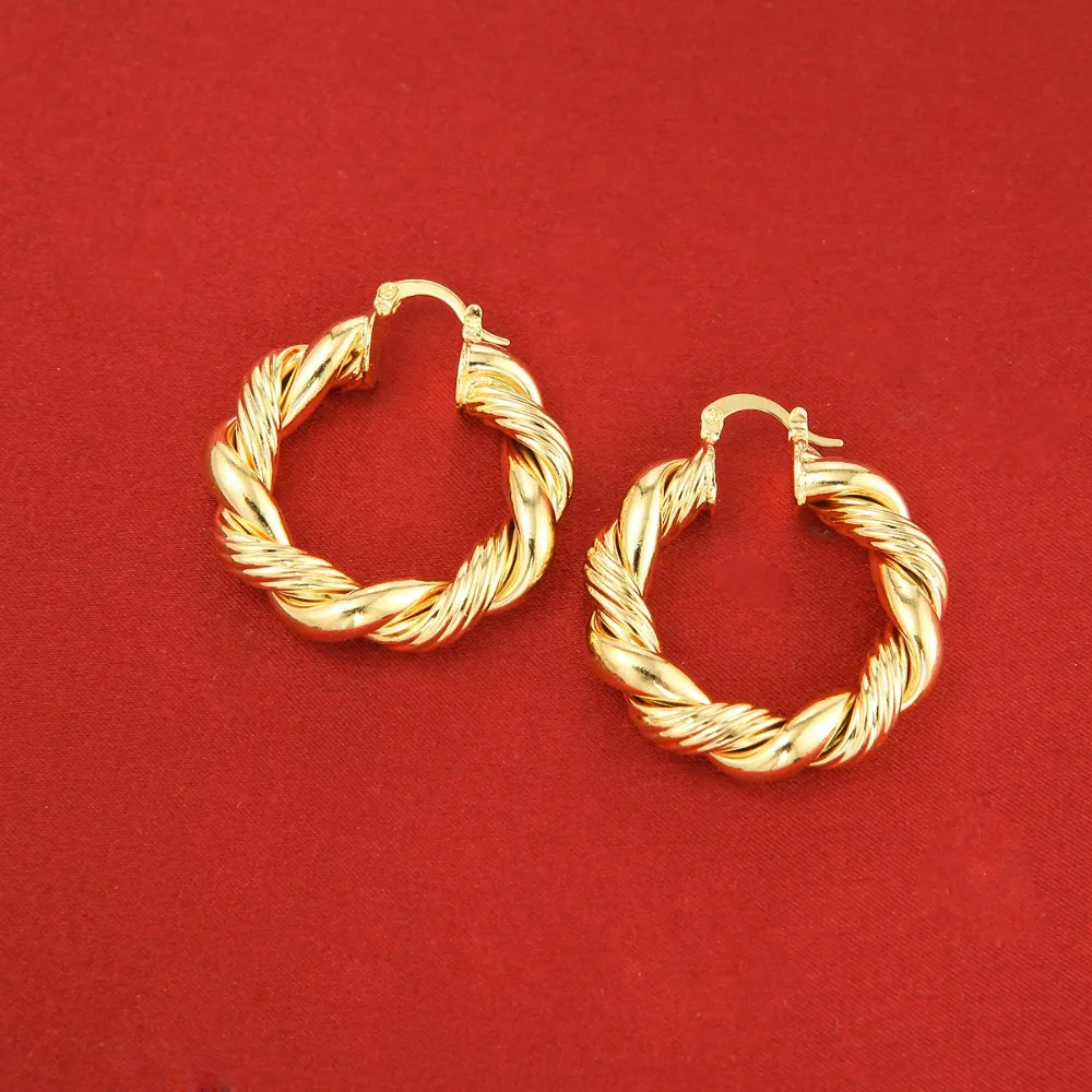 Два цвета золото Африканский Эфиопский арабский твист обруч серьги ювелирные изделия для женщин
