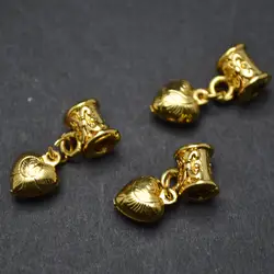 Золотое покрытие металла сердце Талисманы трубки Форма кулон под залог ссылки Инструменты для наращивания волос ювелирных изделий