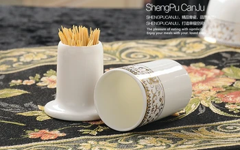 

Quality bone china stand tube for toothpick, ceramic wedding table holders,toothpick holder, for storage