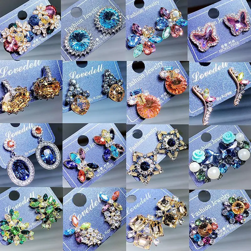 

Randomly 3 Pairs Mixed Styles Earrings Statement Trendy Earrings for Women Fashion Jewelry Crystal 925 silver Geometric Earring