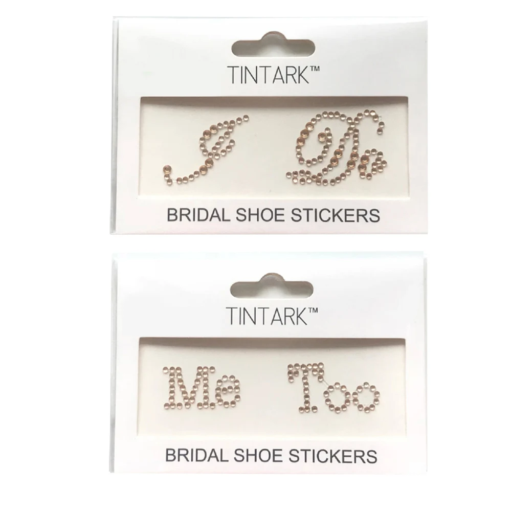 2Pcs Rhinestone I DO ME TOO Set High Heel Stickers Shoe Groom Bride Sticker Hot 