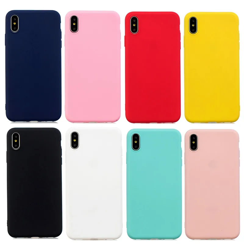 

Solid Color Case For iPhone 11 pro max X XR XS MAX 7 8 6 6s plus Case Soft Silicone Candy Back Cover For iPhone XR Cases Fundas