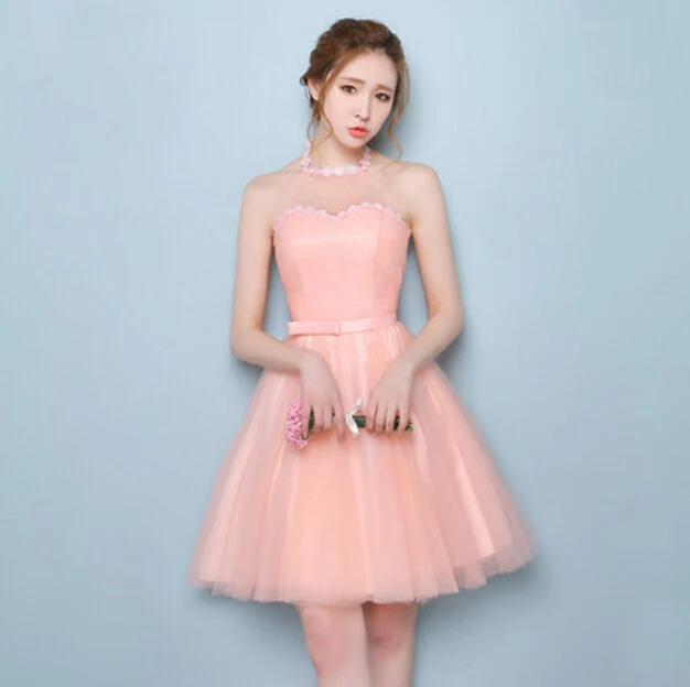Teens in Short Halter Dresses