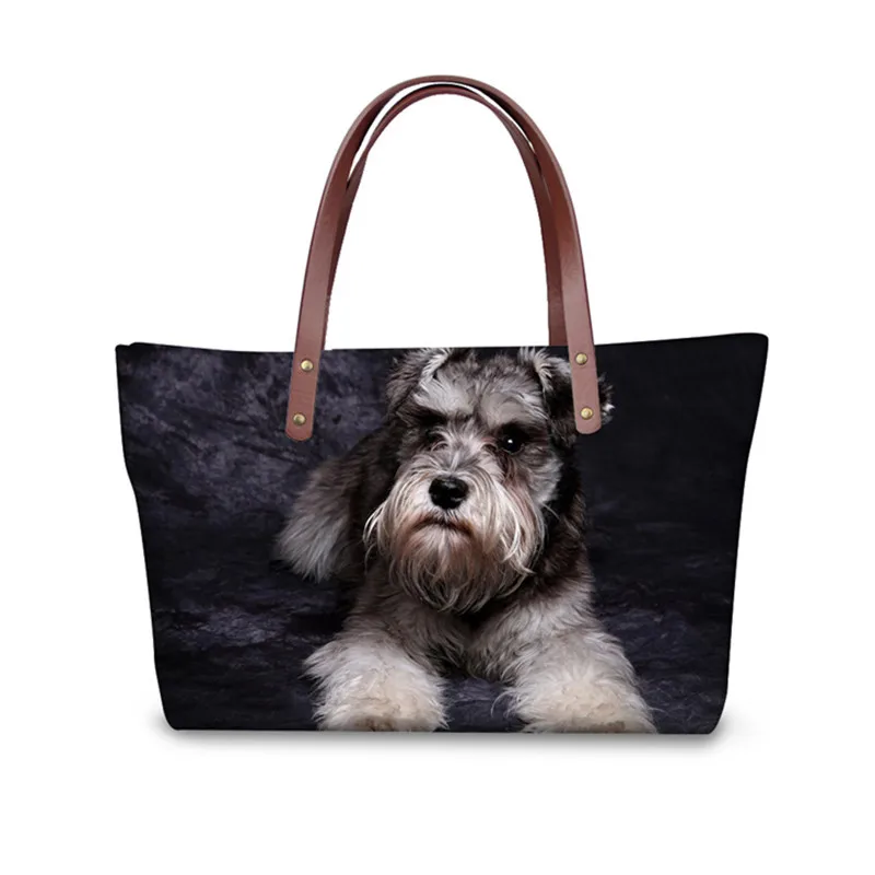 NOISYDESIGNS Schnauzer Cute Dog Top-handle Bags Luxury Handbags Women Bags Designer Big Casual Tote Bag for Female Shoulder Bags - Цвет: H204AL