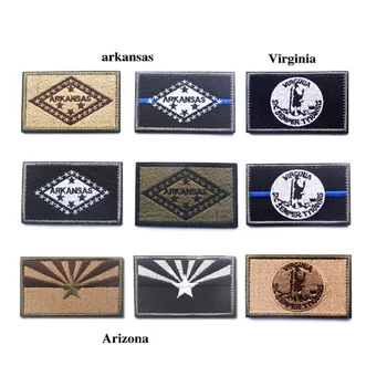 

Ten piece a lot 3D embroidery patches The United States Arkansas state flages patch Arizona stickers Virginia state flag patch