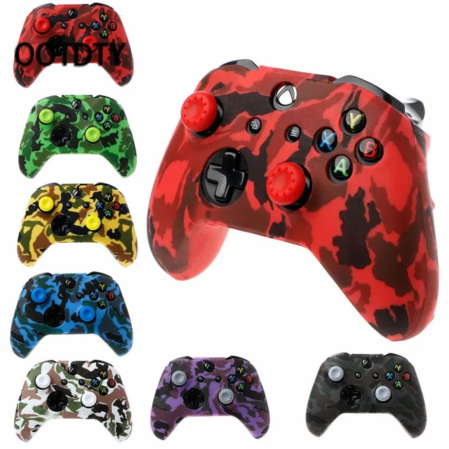 Special Price Camouflage Silicone Gamepad Cover + 2 Joystick Caps For XBox One X S Controller  