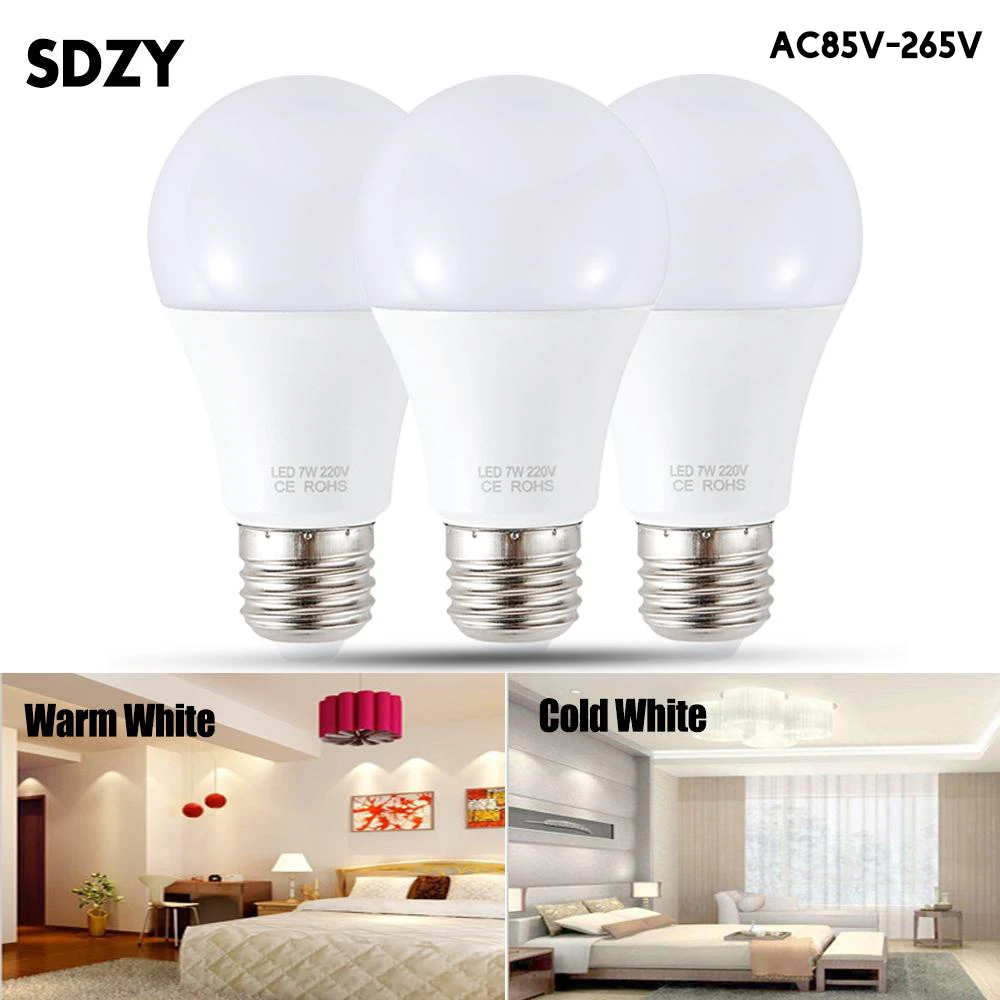 

LED Bulb Lamps E27 220V Light Bulb Smart IC Real Power 3W High BrightnessLampada LED Spotlight Table Lamp