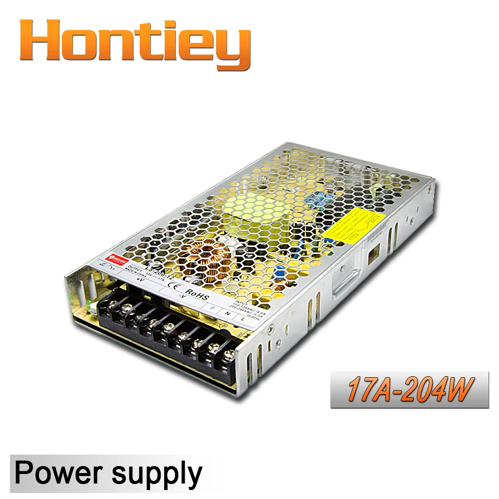 

Hontiey 17A 204W Power Supply AC:110V-220V DC:12V Lighting Transformers
